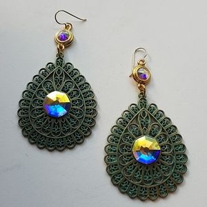 GASOLINE GLAMOUR Jewelry - GYPSY MEDALLION patina drop OPAL earrings new GASOLINE GLAMOUR Jewelry - GYPSY MEDALLION patina drop OPAL earrings new